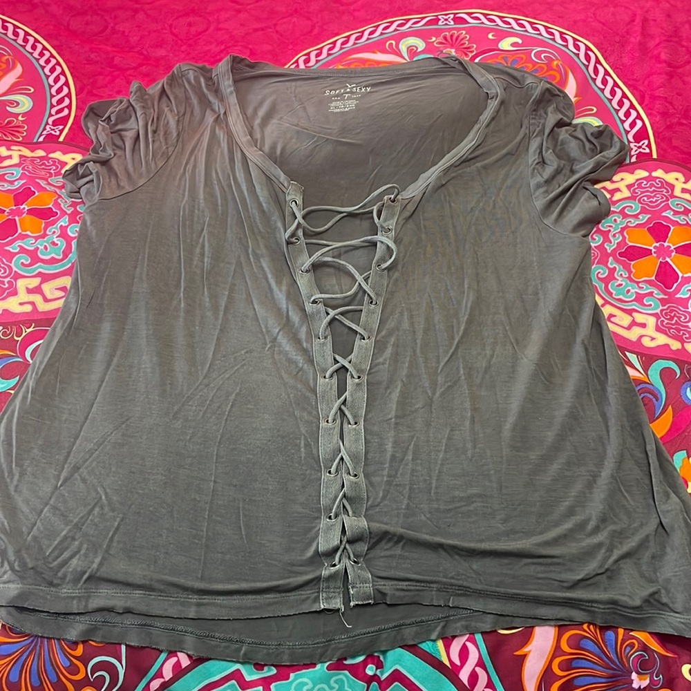 lace up american eagle shirt